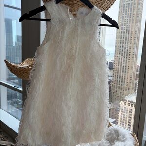 Zara Cream Shimmer Fringe Top